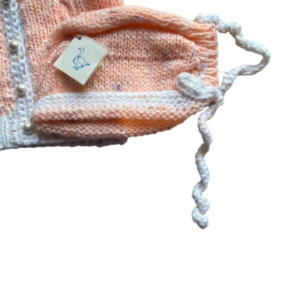Vintage Handmade Baby/Toddler Apricot Cardigan Sweater with Matching Cap NWT - Picture 3 of 9
